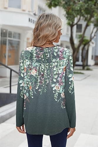 Zeagoo Long Sleeve Shirts for Women Fall Fashion Dressy Casual Blouses Trendy Pleated Tunic Tops for Leggings 2025 thumbnail 6