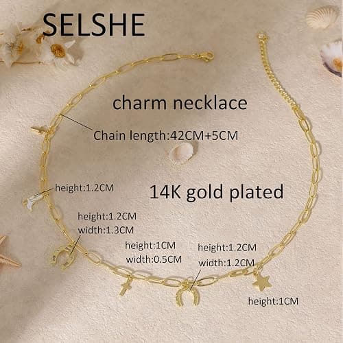 SELSHE Charm Necklace for Women,Dainty 14K Gold Plated Starfish Seashell Necklace Simple Gold Beach Necklaces for Women Trendy Beach Jewelry thumbnail 3