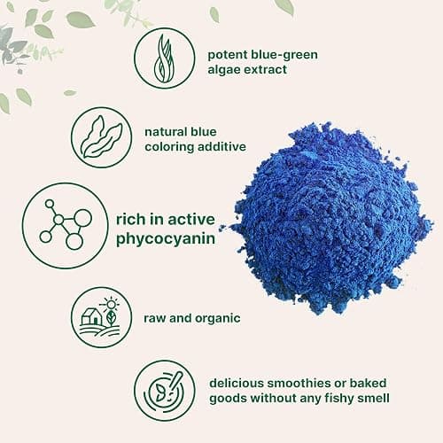 Organic Blue Spirulina Powder (Phycocyanin Extract), 30 Servings - No Fishy Smell, 100% Vegan Protein from Blue-Green Algae, Natural Luminous Food Coloring for Smoothies, Baking, Drinks & Cooking thumbnail 3