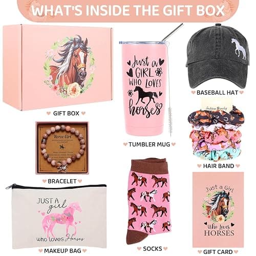 Horse Lover Gifts: Cool Stuff for Women & Men - Horse Tumbler, Makeup Bag, Baseball Hat, Bracelet, Hair Band, Socks, Card for Birthday & Christmas thumbnail 2