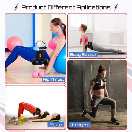 Kexvic Hip Thrust Belt - Booty Belt with Slip-Resistant Padding for Dumbbells, Kettlebells, Plates - Gym, Home & Workouts (Black) thumbnail 4