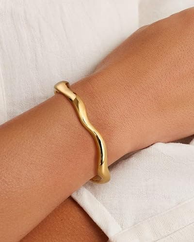 YADOCA Armreif Gold Armband Damen Gold Armband, 14K Gold Edelstahl Armkette Goldene Damen Armbänder Damen Schmuck Valentinstag für Sie Frauen thumbnail 2