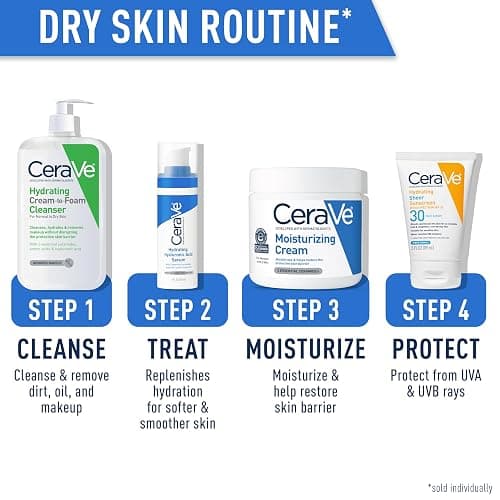CeraVe Hydrating Cream To Foam Cleanser, Makeup Remover Face Wash For Dry Skin, Foaming Facial Cleanser With Hyaluronic Acid, Normal To Dry Skin, Fragrance Free & Non Comedogenic, 19 Fluid Ounce thumbnail 6