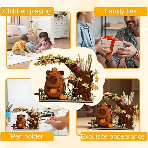 Capybara Building Blocks Set -1880PCS Cute Animals & Flowers Building Bricks Kit Kawaii Capybara Gifts Toy for Kids Age 12+, Capybara Stuff Pen Holder&Desk Organizer, Arts &Crafts for Boys Girls Adult thumbnail 6