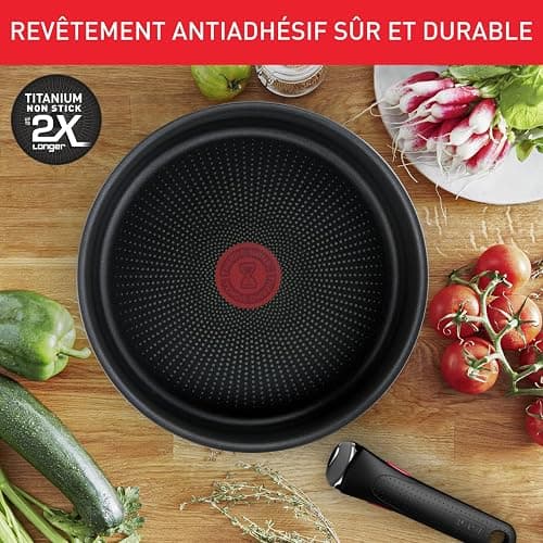 Tefal Ingenio Batterie cuisine 20 pcs, Poêles, Casseroles, Wok, Sauteuse, Couvercles, Poignées amovibles, Induction, Acier inoxydable, Compatible lave-vaisselle, Garantie 5 ans, Emotion L897SJ04 thumbnail 5