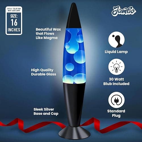 JAMBO 16" Beautiful Lamp- Blue with White/Blue Wax, Relaxing Liquid Lamp for Living Room Office Bedroom Adults Teens Kids, Magma Light, Night Light Nightlight, Home Decor thumbnail 4