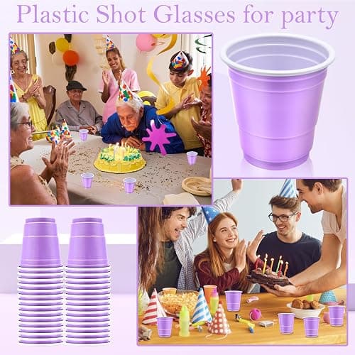 Yaure Joy 30 Pcs Disposable 2oz Shot Glasses Plastic Cups for Wedding, Graduation Party, Beer Sample Taste Serving, Birthday (Light Purple) thumbnail 7