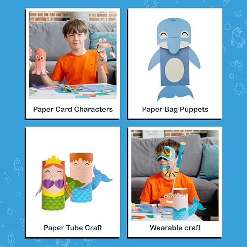 Craftikit® 20 Under The Sea Arts & Crafts Kits for Kids – Mermaid & Sea Animal Paper Crafts for Girls & Boys Ages 4-10 – Preschool Art Supplies & Toddler Craft Set thumbnail 5