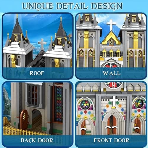 Reobrix Medieval Castle Building Block Set with Light,Architectural Model Kit 66027,European Century Church,Construction Model for Adult and Teens Age of 14+,Home Decoration,Idea Art Gift,3183 PCS thumbnail 6