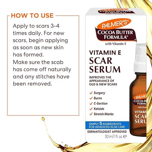 Palmer's Cocoa Butter Formula Scar Serum, Skin Brightening Oil for Face & Body, Concentrated Serum with Vitamin E, Fragrance Free, 1 Fl Oz thumbnail 6