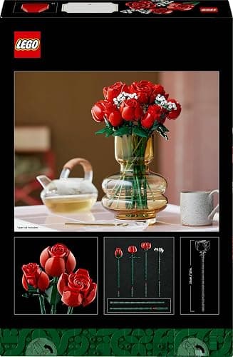 LEGO Botanicals Bouquet of Roses - Artificial Flowers Set for Adults - incl. 12 Faux Roses & 4 Sprigs of Baby's Breath for Home Decor - DIY Gift Idea - 10328 thumbnail 11