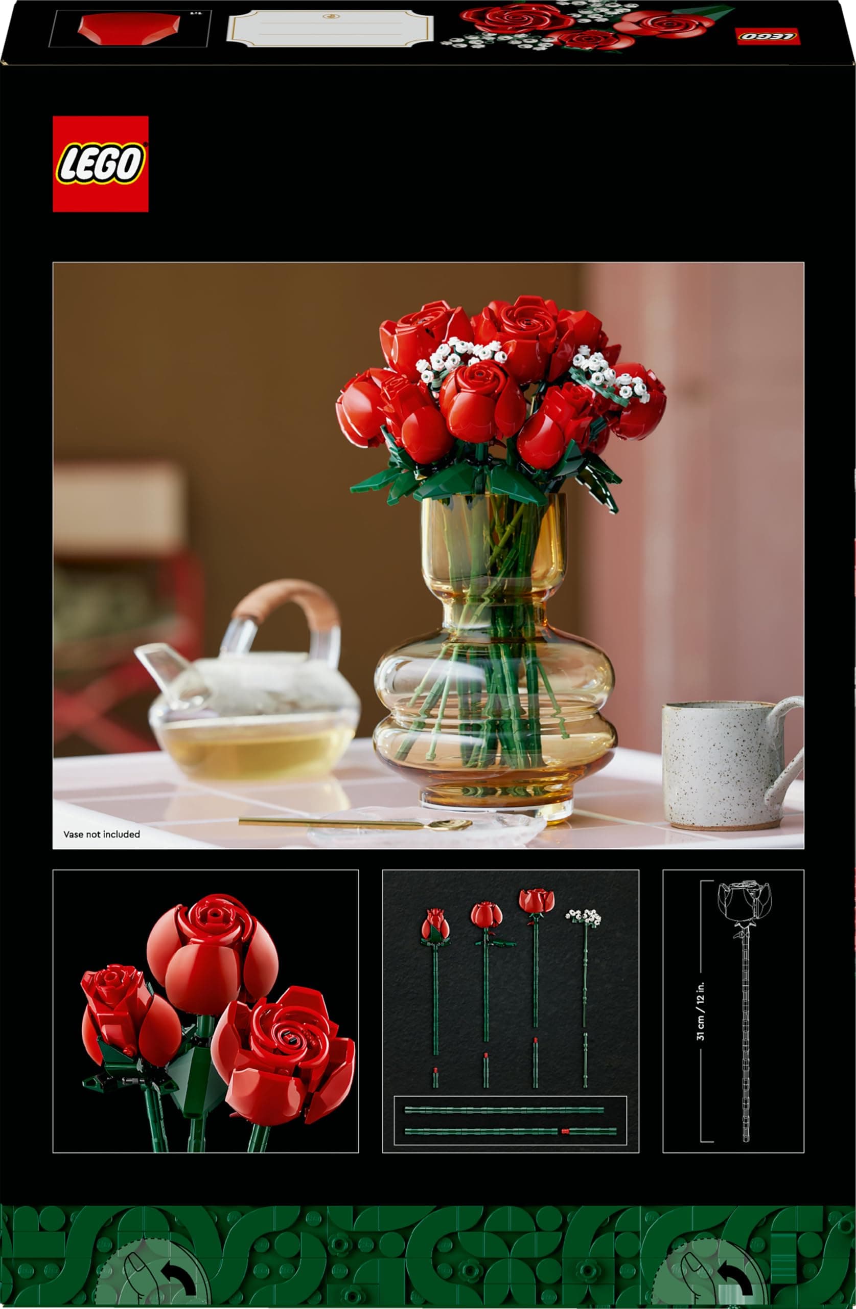 LEGO Botanicals Rose Bouquet, Decorative Flowers for Home, Adult Building Kit from the Botanical Collection, Gift for Woman or Man, Relaxing Hobby and Creative Activity 10328 thumbnail 12