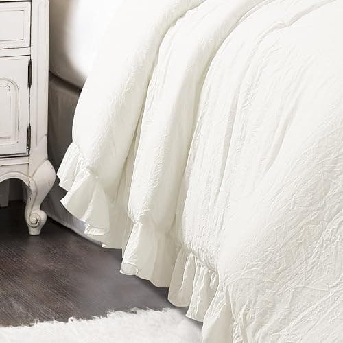 Lush Decor - Comforter Set, Soft Ruffled Bedding with Matching Sham, Cozy Essentials, Elegant Bedroom Decor (Reyna White, Twin XL) - Twin XL - White thumbnail 5