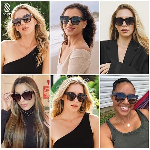SOJOS Trendy Polarized Square Sunglasses Womens,Retro Oversized Women Thick Sun Glasses SJ2217 thumbnail 3