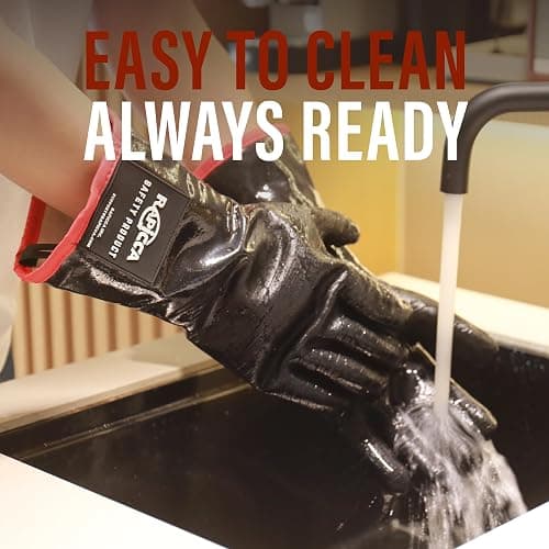 RAPICCA 932°F Heat Resistant BBQ Grill Gloves: Oil Resistant Waterproof for Smoking Grilling Cooking Barbecue Deep Frying Turkey Rotisserie Handling Hot Greasy Meat Grilling Stocking Stuffers for Men thumbnail 9
