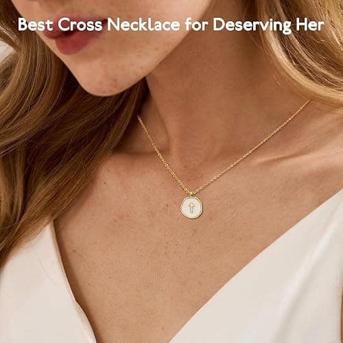 Christian Christmas Gifts for Women Pearl Cross Necklace Faith Based Gifts for Daughter Sister Mom Religious Baptism Catholic Gift Christian Necklace for Granddaughter Grandma Confirmation Communion Easter Jewelry thumbnail 2
