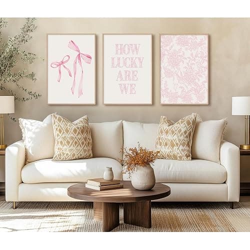Pink Bow Floral Wall Art Preppy Aesthetic Canvas Wall Decor Trendy Coquette Posters Pink Bow Pictures Chinoiserie Flower Prints Painting for Girls Dorm College Apartment 12x16 Inch Unframed Set of 3 thumbnail 6