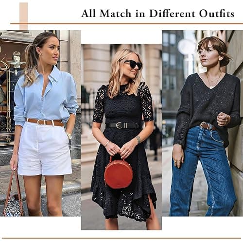 XZQTIVE 3 Pack Women Belts For Jeans Dresses Pants Ladies Leather Waist Belt with Gold Buckle thumbnail 4