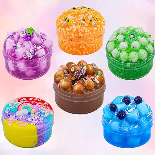 Elover Variety Textured Slime (6 Pack x 3.5oz) Premade DIY Slime Kit Toy with Add-Ins Perfect Birthday Present Party Favors for Kids Ages 8-12 thumbnail 8