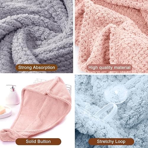 Kldnkig Microfiber Hair Towel for Women: Ideal Christmas Stocking Stuffer for Women, Teen Girls, and Children 3 Pack Drying Wrap Towels Designed for Curly Hair, Anti-Frizz Hair Care Accessory thumbnail 4