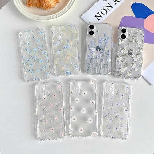 ZTOFERA for iPhone 16 Plus Phone Case Clear, Cute Flower Pattern for Women Girls Phone Cover 4 Corners Thickened Slim TPU Bumper Anti-Drop Protective Case for iPhone 16 Plus, Pink Flower thumbnail 3