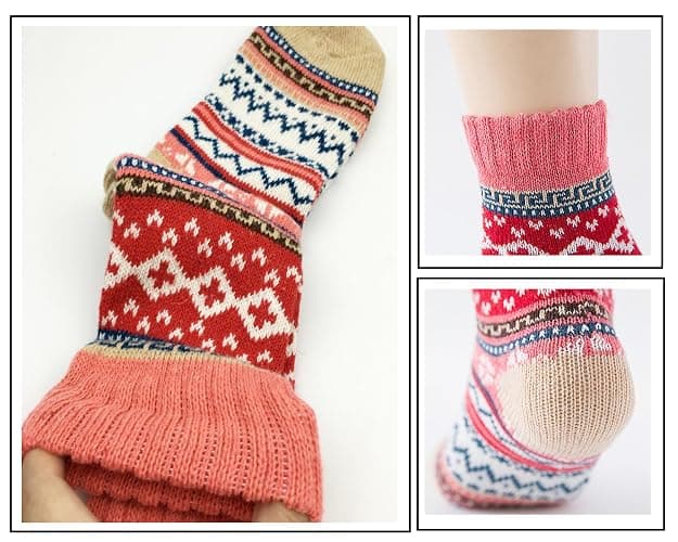 YZKKE 5Pack Womens Vintage Winter Soft Warm Thick Cold Knit Wool Crew Socks, Multicolor, free size thumbnail 3
