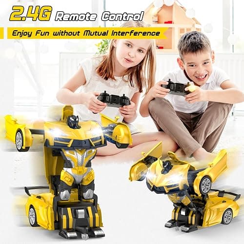Qumcou Transform Remote Control Car, RC Cars for Boys Age 3-5 6-8, One-Button Transform Toy Cars, 2.4GHz, 360° Spin, 1:16 Scale, Flashing Headlight,3-8 Year Old Grandkids Christmas Birthday Gifts thumbnail 6
