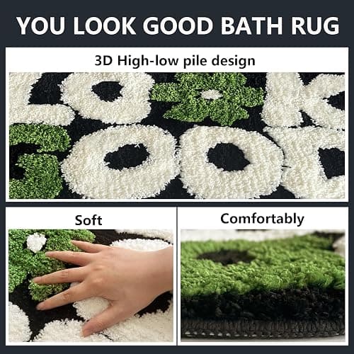 TWWDE AUG You Look Good Bath Rug, Fun Bathroom Rug,Black Bathroom Rugs Cool Rugs for Bedroom Non Slip Microfiber Plush Cool Mat for Bedroom Washable Absorbent for Bathtub 21"x25" thumbnail 5