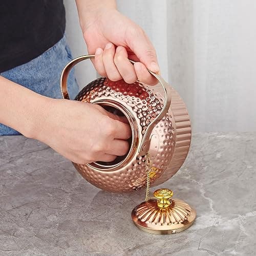 SANQIAHOME Antique 1.8L (60 Oz) Stainless Steel Teapot with Infuser Copper thumbnail 5