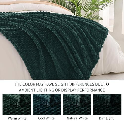 Exclusivo Mezcla Extra Large Fleece Throw Blanket for Couch, 50x70 Inches Stylish Jacquard Soft Throw Blanket, Fuzzy Cozy Lightweight for All Season, Forest Green thumbnail 5