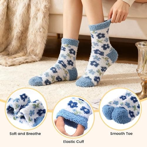 Womens Fluffy Fuzzy Socks,Winter Cozy Soft Warm Socks Gifts for Womens | Soft Comfortable Warm Womens Fluffy Fuzzy Socks thumbnail 4