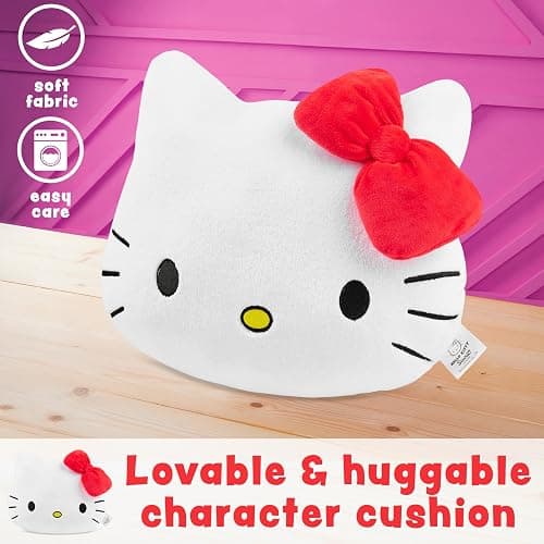 Get Trend Hello Kitty Sanrio 3D Plush Cushion for Sofa & Bed, Kawaii Hugging & Cuddle Cushion for Kids Teens & Adults, Bedroom Accessories, Gifts for Girls (White Hello Kitty, L37 x W32) thumbnail 6