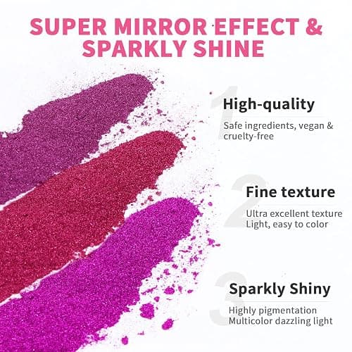 SAVILAND Chrome Nail Powder Set: 48 Colors Metallic Mirror Effect Chrome Nail Powder for Gel Polish Aurora Holographic Silver Gold Nail Chrome Powder for Gel Nails Art Decoration & French Manicure DIY thumbnail 2