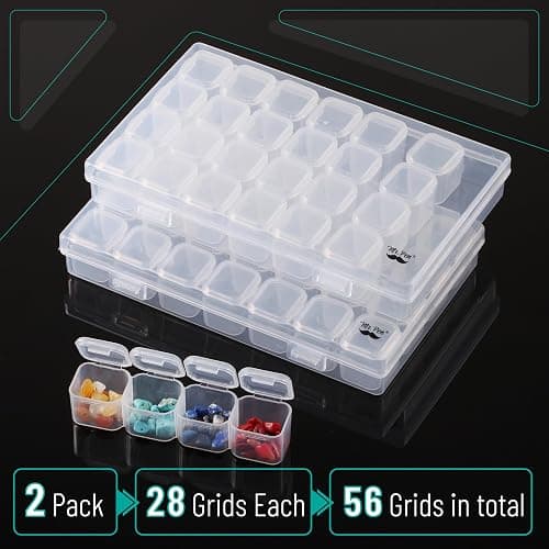 Mr. Pen-28 Grids, 2 Pack, Bead Storage Containers with 160pcs Label Stickers, Diamond Art, Bead Box, Diamond Painting Organizer thumbnail 3