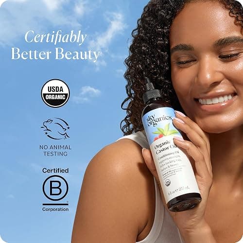 Sky Organics Castor Oil - USDA Certified Organic Hair Oil for Hair Growth, Skin, Face, Eyelashes - Cold Pressed & Hexane Free - Pure Organic Castor Oil Pack Wrap - Carrier & Hair Treatment Oil -16oz thumbnail 7