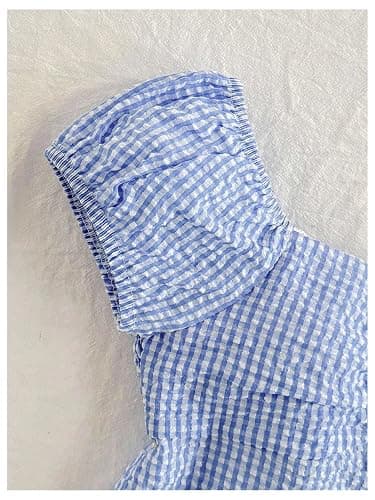 SOLY HUX Girl's Gingham Tops Y2K Cute Blouse Summer Sweetheart Neck Shirts Aesthetic Clothes thumbnail 2