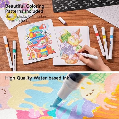 Shuttle Art Automatic Ink Control Acrylic Paint Markers, 60 Colors Brush Tip Acrylic Paint Pens for Rock Painting, Ceramic, Wood, Canvas, Glass, Stone, Fabric, Card Making, DIY Supplies, FlipFunAlong thumbnail 7
