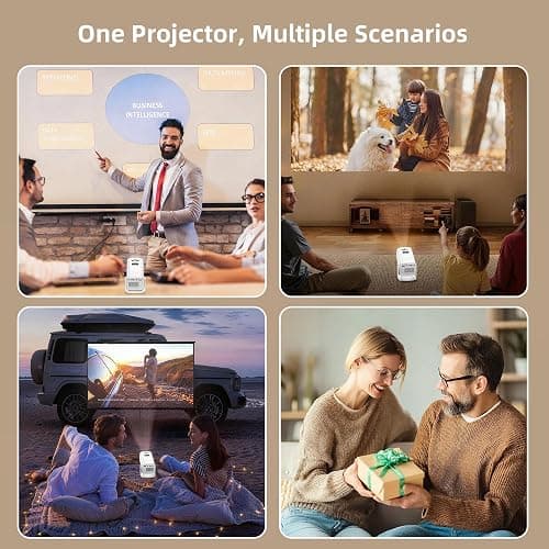 Mini Projector, Portable Projector 4K & Full HD 1080P Support, 270° Rotation Outdoor Projector, Movie Projector Compatible with Smartphone, TV Stick, Laptop, PS4, HDMI, USB thumbnail 9