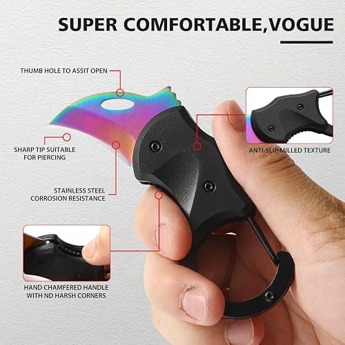Rainbow Keychain Knife,Cool Folding Knife Box Cutter ，Small Pocket Knife Gift for Men,Mini EDC Knives for Everyday Carry,Small Gift for Women Men thumbnail 6