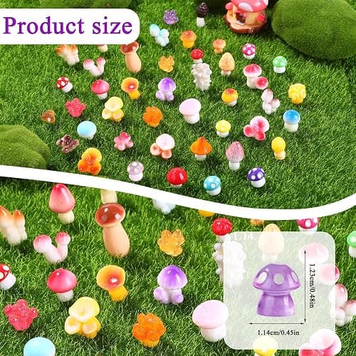 DIYDEC 80pcs Mini Resin Mushroom 80 Style Miniature Mushrooms Figures to Hide Small Tiny Resin Mushrooms Bulk for Dollhouse Decor Micro Fairy Garden Landscape Aquarium Tiny Party Favor Toys thumbnail 2