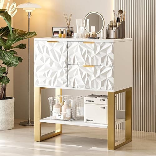 Paddie Barber Station for Hair Stylist, Wall Mount Salon Storage Cabinet with Drawers & Shelf, Makeup Organizer Beauty Spa Stylist Equipment Bathroom Dresser (White) - Whtie - Image 1