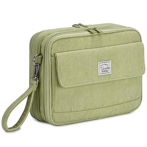 VASCHY Trousse Crayon de Couleur, Grande Trousse 192 Slots en Velours Côtelé Portable Multi-Poches Feutres Stylos Aquarelle avec Anse Amovible pour Homme Femme Fille Artiste Vert Clair - Image 1