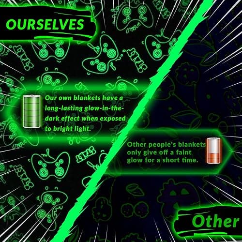 OHOIT Gamer Gifts for Teen Boys Kids Gaming Controller Toys - Glow in The Dark Blanket Gamepad Gifts for 2 4 6 8 10 11 Year Old Boys - Game Room Decor for Men Son Boyfriend Birthday Christmas 50"x60" thumbnail 5