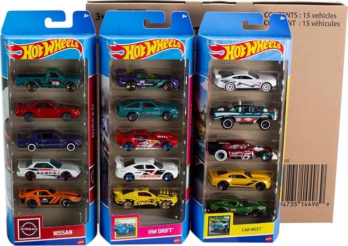 Hot Wheels Toy Cars or Trucks 5-Pack Bundle, 3-Themed Sets of 5 1:64 Scale Die-Cast Vehicles for Kids & Collectors, 15 Total (Styles May Vary) thumbnail 4