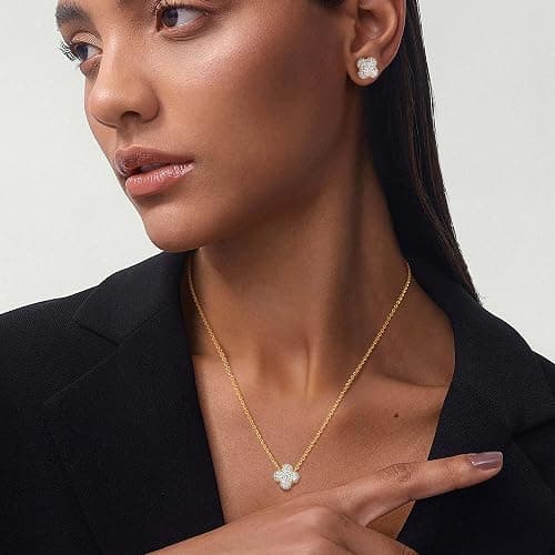 TONTMY STUDIOS Gold Necklace for Women 14K Gold Plated Simple Chain Cubic Zirconia Pendant Necklace Cute Rhinestone Solitaire Necklace Dainty Gold Jewelry for Women thumbnail 6