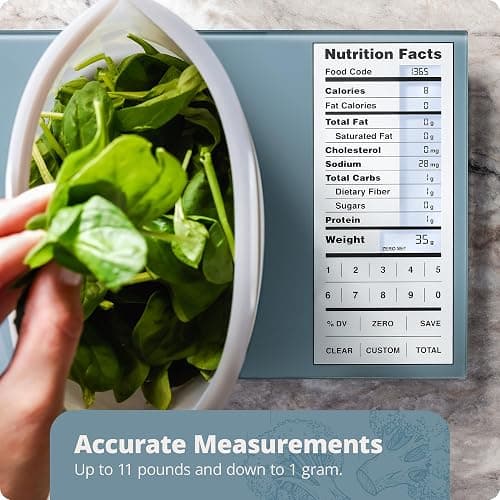 Greater Goods Digital Nutrition Scale – Accurate Macro and Calorie Tracking for Meal Prep, Weight Loss, and Healthy Eating | 2,000 Built-in Foods, Intuitive Nutrition Label Display, 11lb Cap, Blue thumbnail 6
