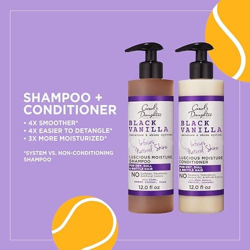 Carol's Daughter Black Vanilla Sulfate Free Shampoo and Conditioner Set for Curly, Wavy or Natural Hair, Moisturizing Hair Care for Dry, Damaged Split Ends, 1 Kit thumbnail 3