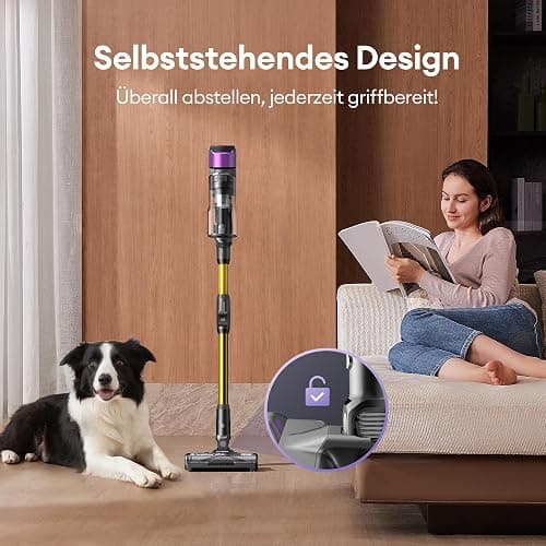 Ultenic U20 Akku Staubsauger, 55000Pa/ 600W/60Min Staubsauger Kabellos Mit Selbststehendes Design, Flexibles Biegegelenk, GreenEye-Technologie, Anti-Tangle Bodenbürste für Hartböden Teppiche Tierhaare thumbnail 7