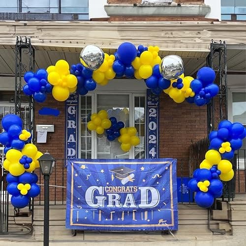 Yellow Blue Balloons 12 Inches with Confetti Balloon | Dark Blue Yellow White Latex Balloon Helium for Kids Birthday Graduation Baby Shower Party Decoration thumbnail 2