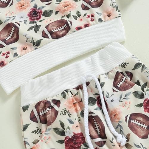 Baby Boy Girl Football Outfit Long Sleeve Crewneck Sweatshirt Pullover Tops and Elastic Pants Set 2PC Outfits thumbnail 6